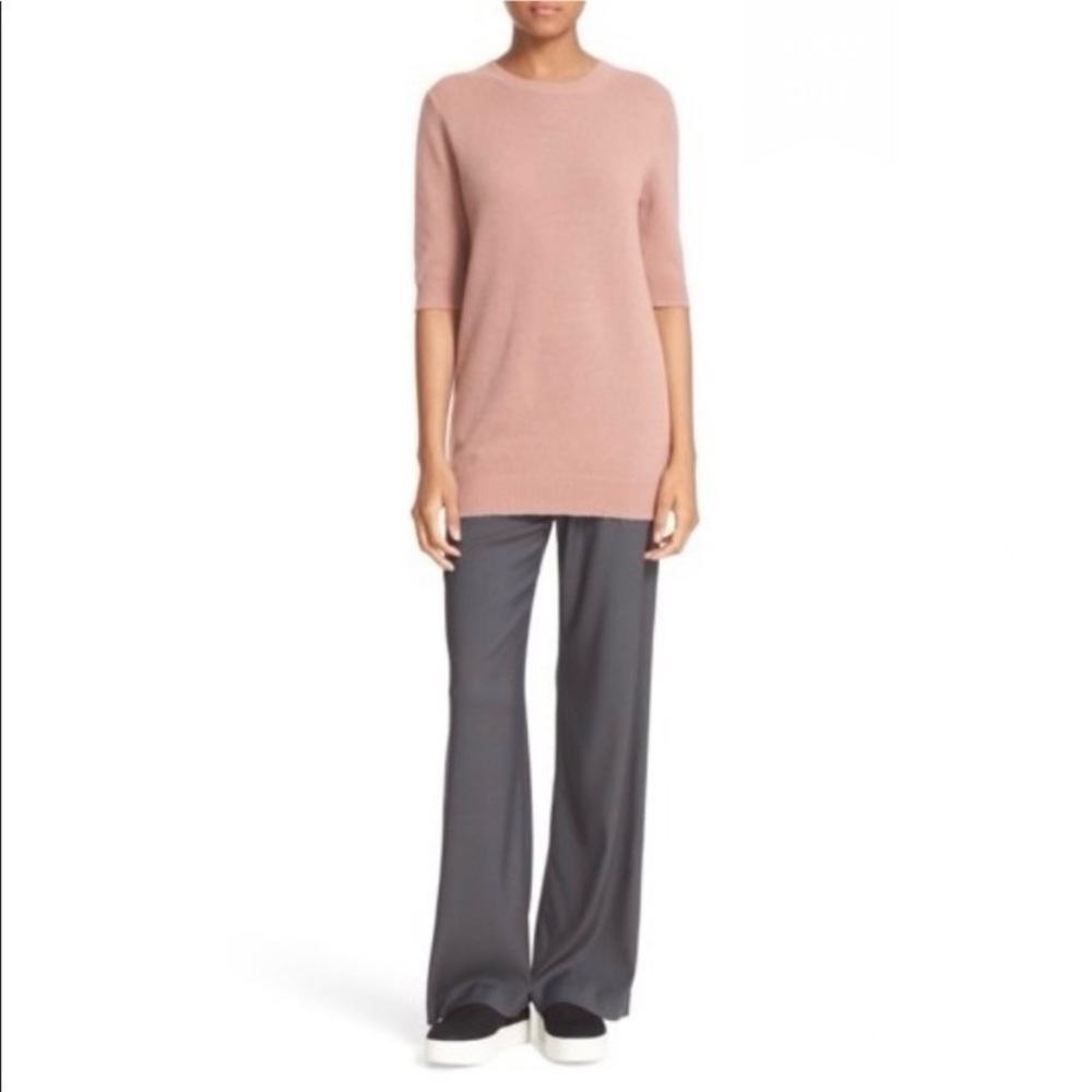 Vince Elbow Sleeve 100% Cashmere Sweater Tunic, Crew Neck in Blush, Size XS, EUC